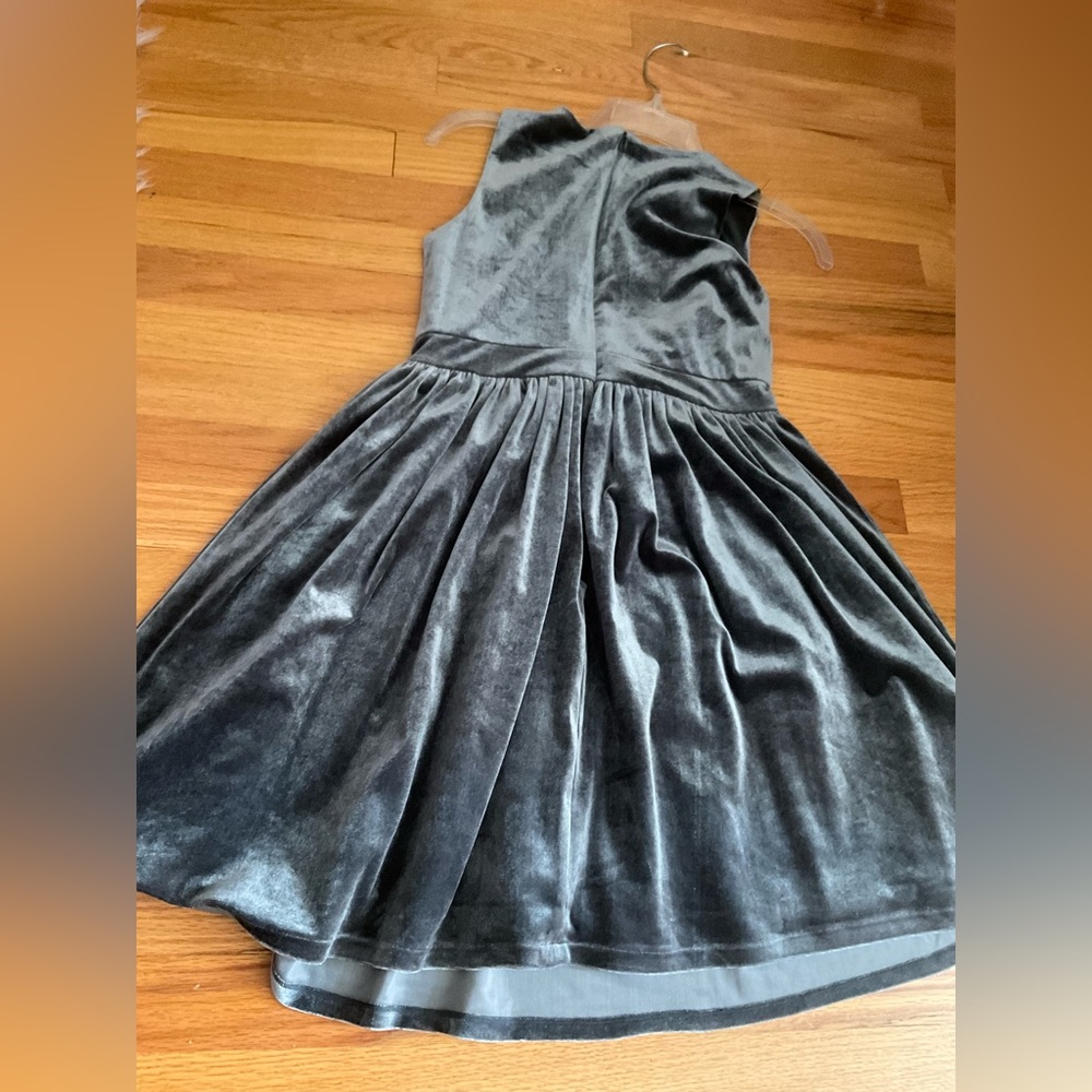 Girls Bardot Junior silver velvet dress size: 18
